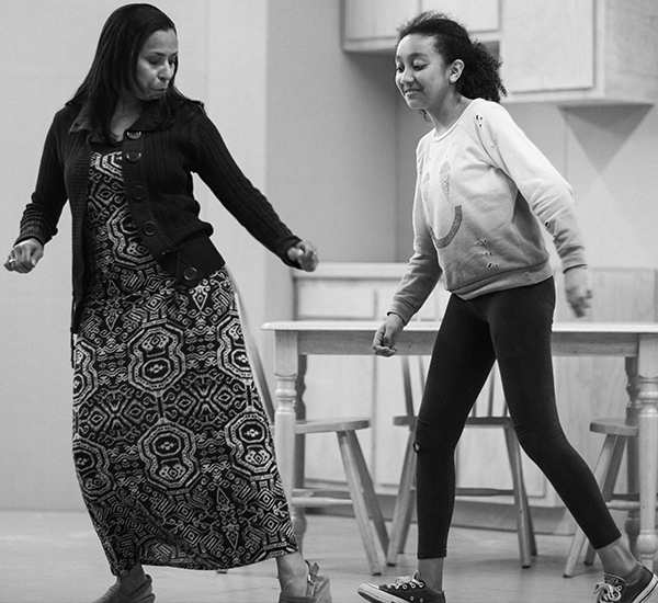 Director Margo Hall and Mimia Ousilas as Devine, in rehearsal. Photo by Jessica Palopoli.