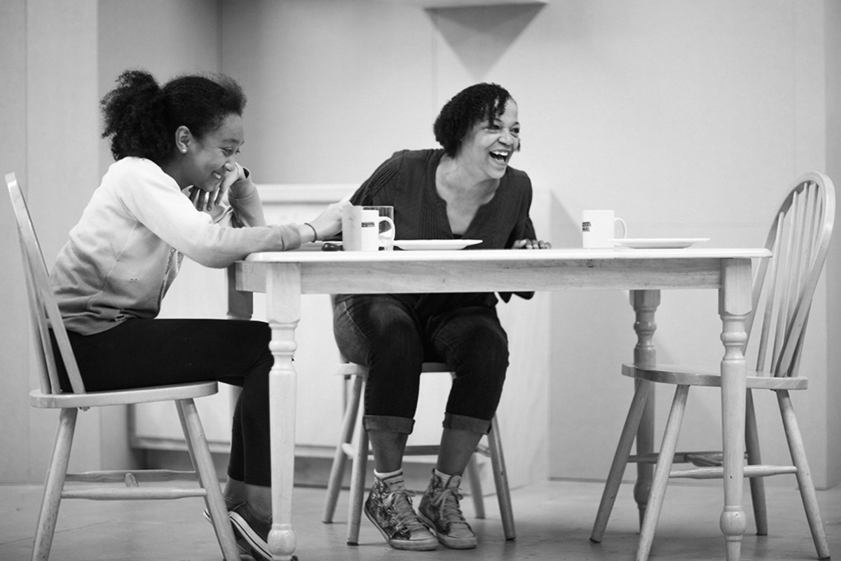 Mimia Ousilas as Devine  and Cathleen Riddley as Lena in rehearsal. Photo by Jessica Palopoli.