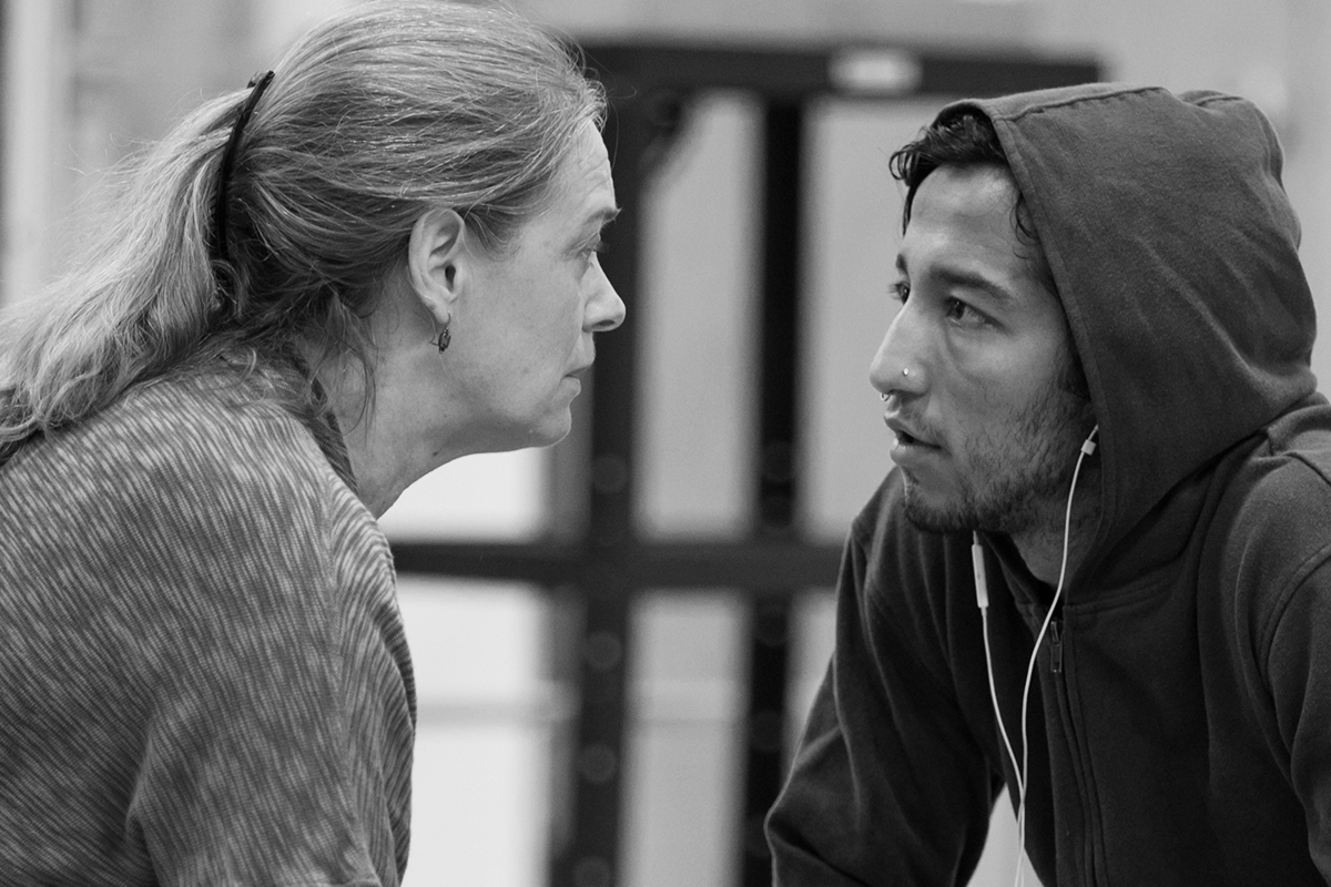 Julia McNeal as Claire and Caleb Cabrera as The Boy, in rehearsal. Photo by Cheshire Isaacs