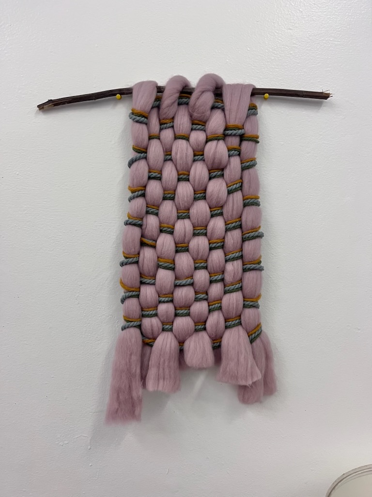 Pamela Ybañez -  Sunset -  Roving wool, yarn and stick - $350