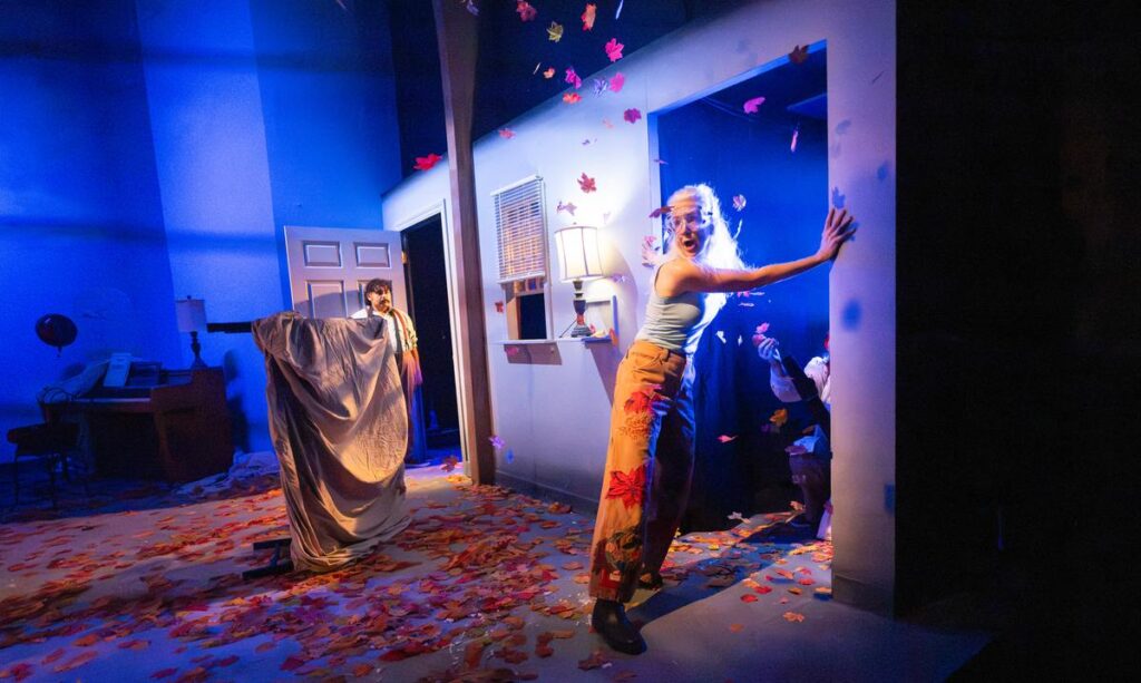 Leaves fall across the stage in The Fall Show
